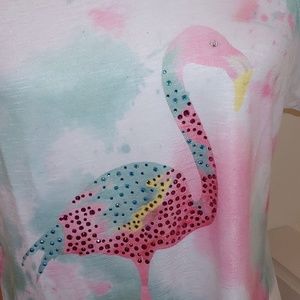 Style & Co Tops - Tie-dye flamingos jeweled shirt size medium Style & Co Tops - Tie-dye flamingos jeweled shirt size medium